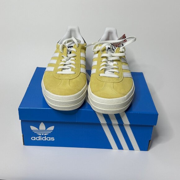 💛 Adidas Gazelle Bold Platform Sneakers YELLOW/WHITE Women's Size 6 - Picture 2 of 10